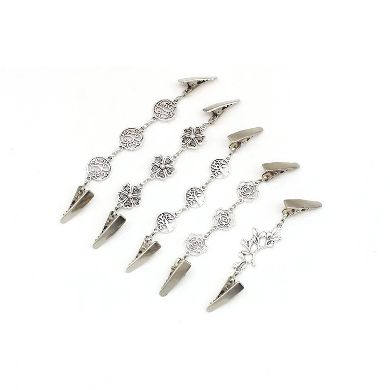 Retro Sweater Chain Shawl Clips Cardigan Dresses Clip Collar Clip With Chain for Women Girls Dresses Shirt Brooch Collar Chain