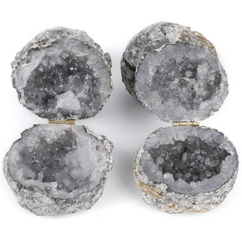 Wholesale Luxury Real Druzy Agate Gem Stone Craft Cave Gift Box Natural Mexico Agate Ring Box