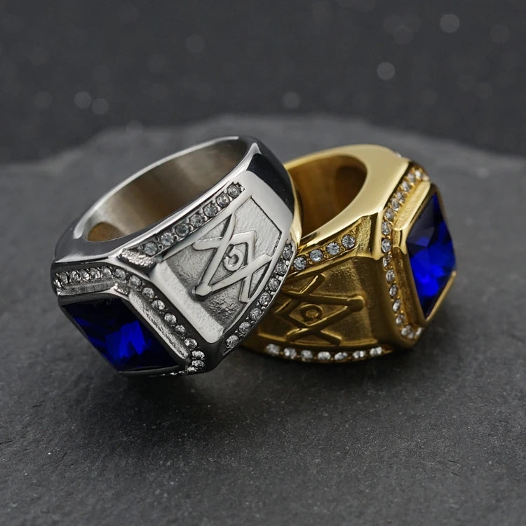 High End Luxury Fashion Fine Colorful Cubic Zirconia Ruby Crystal Stainless Steel Trigger Finger Rings Gemstone Jewelry Men