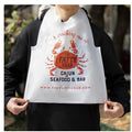 Custom White Disposable Poly Crab Adult Bibs Funny Waterproof Plastic Seafood Apron Bibs for Adults