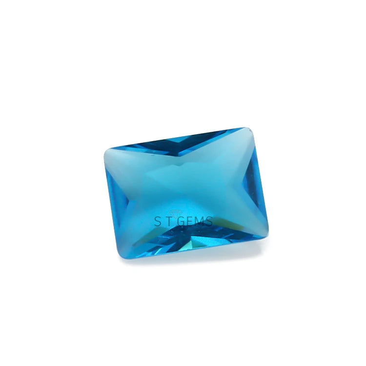 Synthetic Glass Stone Princess Cut Dark Sea Blue Color Glass Stone for Sale