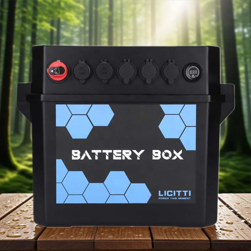 Licitti ABS LiFePO4 Battery Box 12v Outdoor Waterproof RV Camping Lithium Ion Battery Case WIFI Charging
