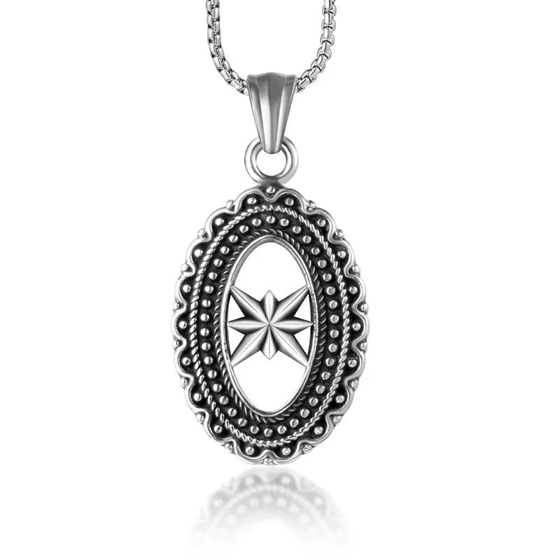 Wish Hot Mini Triangle Design Fashionable Viking Oval Necklace with North Star Fine Pendants & Charms Jewelry