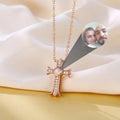 Custom Photo Chain Brass Pendant Projection Necklace Hiphop Birthstone Gold Cross Brass Zircon Jesus Pendant Projection Necklace