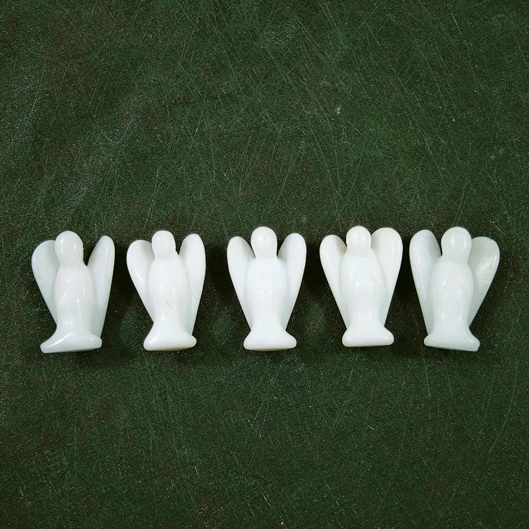 Huiying Gemstone White Jade Carved Animal 2 Inch Angel Natural Crystal Cravings Crafts