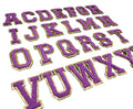Wholesale RTS Purple Chenille Letters Patches Multicolor 26 Alphabet Iron-on Embroidered Felt Patches Sequins for Bag