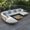 Luxury White Garden Sofa Set Porch Outdoor Furniture Rustproof Forged Aluminium Metal Round Sectional Sofas Set