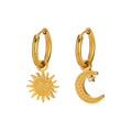 New Waterproof 18k Gold PVD Plated Stainless Steel Star Moon Pendant Earrings Jewelry Wholesale for Women