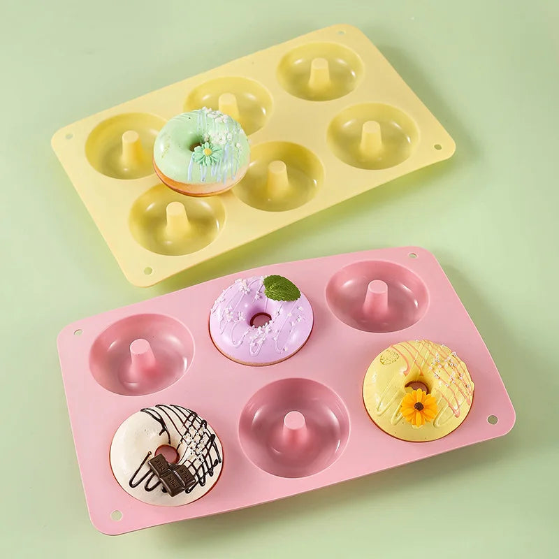 6-Piece Eco-Friendly Silicone Donut Cake Mold Macaron-Colored Rectangle Cookie Baking Tool