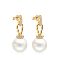 OEM Women's Long Drop Earrings with Big Pearl Dangle Trendy Matte Gold Plated Brass Fashion Jewelry Brinco Diamond Main Stone