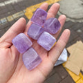 Natural Crystal Healing Stones Dice Cubes Lavender Amethyst Cube Tumbled Stone