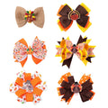 Thanksgiving Holiday Hair Bows Grosgrain Ribbon Children Hair Clip