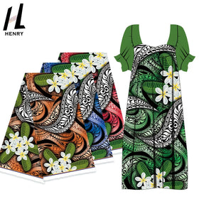Polynesian Tribal Printed Fabrics Hawaii Vintage Dresses Use Custom Pattern Digital Printing Polyester Fabric