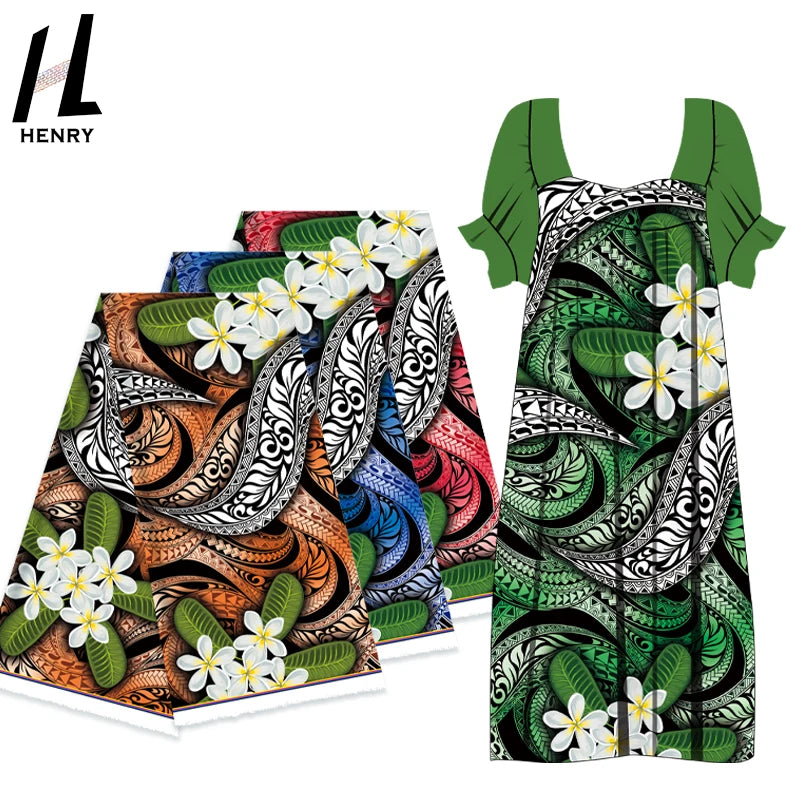 Polynesian Tribal Printed Fabrics Hawaii Vintage Dresses Use Custom Pattern Digital Printing Polyester Fabric