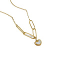 RisingMoon 2023 New Fashion 18k Gold Plated Splicing Stainless Steel Shell Heart Necklace for Women