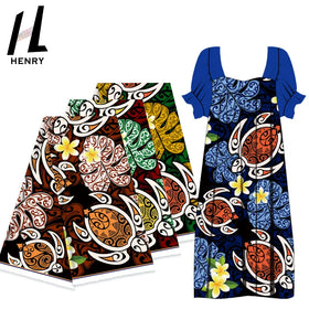 Samoan Hawaii Vintage Polynesian Tribal Fabrics Floral&Turtle Pattern Prints for Garment Making