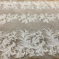 Luxurious White Mesh Bridal Laces Heavily Beaded Luxury Crystal Lace Fabric for Wedding Dress Fabric