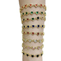 BC1449 18K Gold Plated Multicolored Crystal Zircon CZ Micro Pave Star Heart Link Chain Bracelets for Women