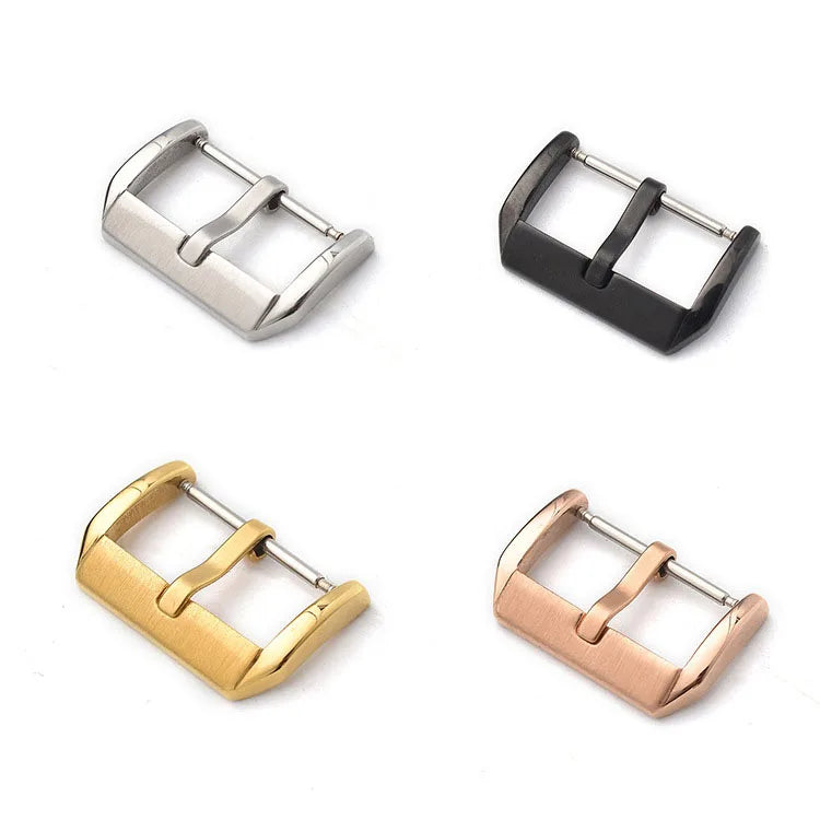 Luxury Brushed Stainless Steel Watch Pin Buckle Silver Gold Black Leather Watch Band Strap Clasp Accessories