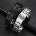 High Quality High Polish Black Curved End Solid Metal Strap 22mm Stainless Steel Watch Band Bracelet Custom Logo for Casi EF-550