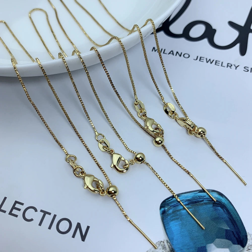 Wholesale Adjustable Copper Alloy Plated 18k Gold Necklace Box Chain Women Jewelry