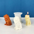 DM666 3D Lion Silicone Candle Mold Epoxy Resin Plaster Sitting Lion Ornament Mold for Home Decoration
