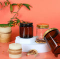 Empty Wholesale Round Thick 4 oz 8 oz 120ml 250ml Brown Glass Candle Packaging Jar With Metal Lids