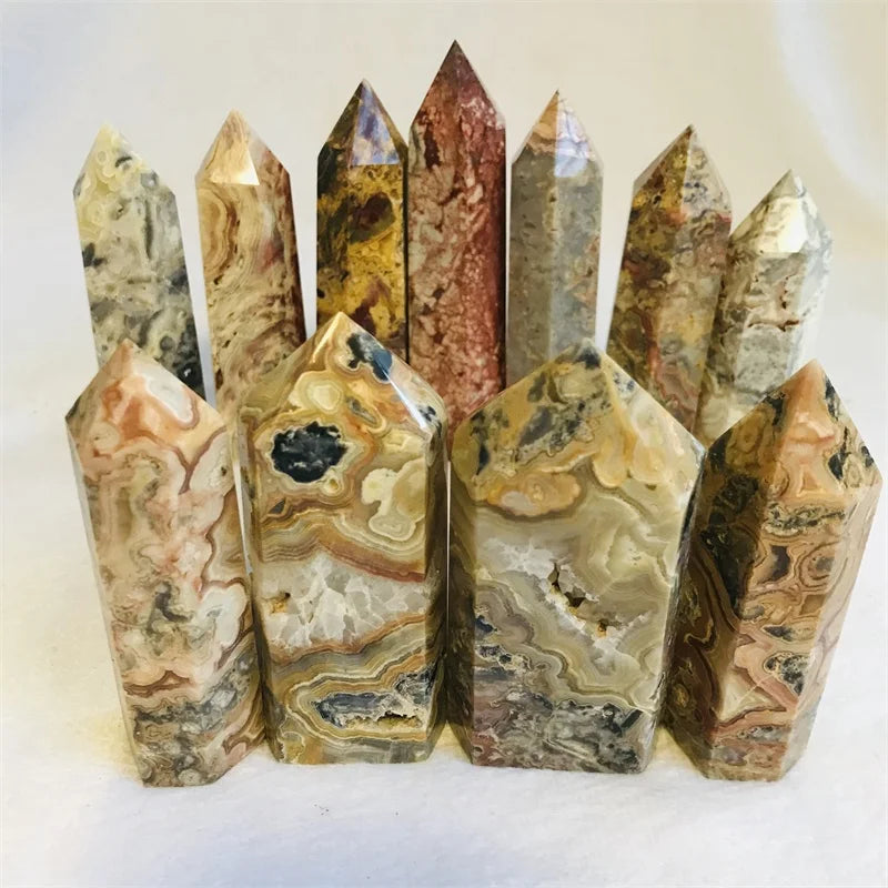 Crazy Lacy Agate Point Obelisks Gemstone Crazy Lace Agate Gemstone Point Tower For  Wholesale Decoration