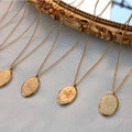 18K Gold PVD Dainty Oval Pendant Zodiac Astrology Sign Charms Necklace Chain Stainless Necklace Fashion Jewelry