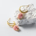 Aimee Pink Tulip Earring 18K Gold Plated S925 Sterling SIlver Earring Jewelry for Girls