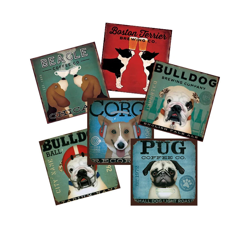 New Designs 30*30cm square Dog Tin Signs Metal Plaque Retro Vintage Metal Poster Pet Signs Tin Poster for Farmhouse Decoration