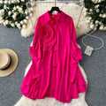 Boutique Wholesale 2026 Autumn New Fashionable Retro Flower Loose Irregular Pleated Long Women's Shirt