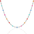WMXA517 Multi-coloured Enamel S925 Sterling Silver Beads Chain Choker Necklace Multicolor Enamel Beaded Necklace