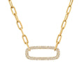 LOZRUNVE Fashion Jewelry 925 Sterling Silver Pave CZ Rectangle Pendant Paperclip Chain Necklace