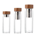 BPA Free Glass Water Bottle Bamboo Lids Glass Water Bottle With Portable Handle Glass Tea Bottle With Tea Infuser