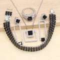 Geometric Classic 925 Silver Jewelry Sets for Women Zircon Ring Earrings Pendant Necklace Bracelet Wedding & Party Gift