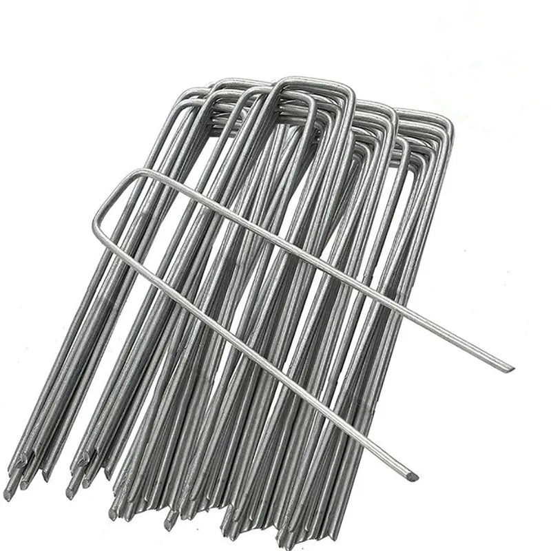 200 Pack Rust-Proofed Galvanized Steel Garden Landscape Staples 6 Inch Bulk Landscaping Pins Smooth Shank Type Nails Outdoor Use