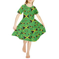 1pc Custom Wholesale Eco-Friendly Breathable Luxury Jamaican Dress Jamaica Flag Green Girls Dresses Kids for 4-14 Girls' Dresses