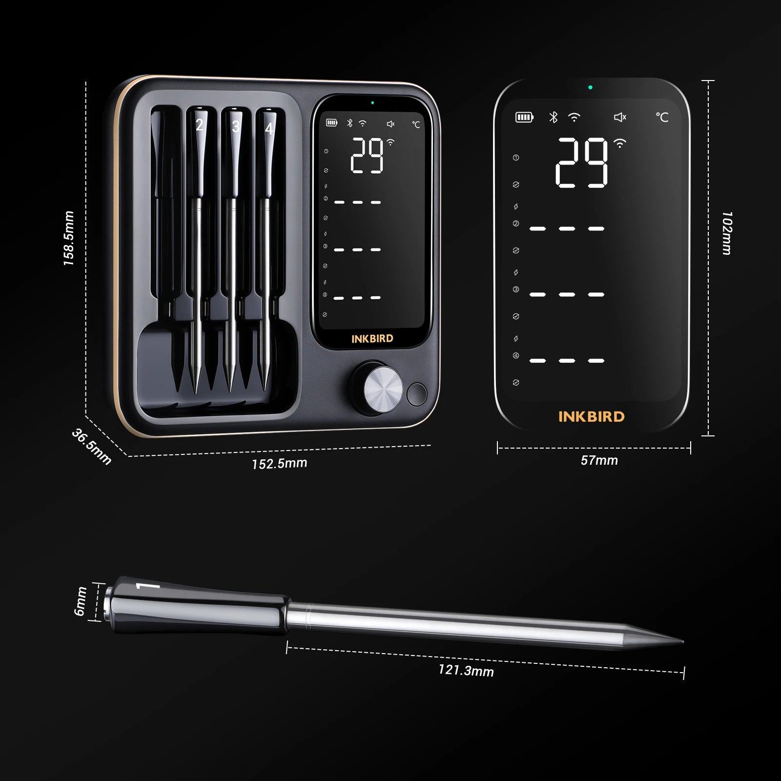 Smart Digital Bluetooth WiFi Wireless Thermometer BBQ Grill INKBIRD 4 Probs