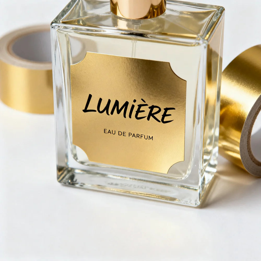 Custom Durable Waterproof Glossy Silver Gold Foiled Perfume Bottle Label Stickers with Private Embossed Design