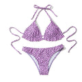 YWXXE-4007 Women's Lovely Dot Print Two Piece Tie-Side Halter Bikini Set Swimwear Ladies Customized Design Triangle Bikini