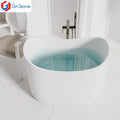 Wholesale Modern 1-Piece Oval Shape Artificial Stone Bathtub Simple Contemporary Design for Hotel Villas Small Indoor Bathrooms