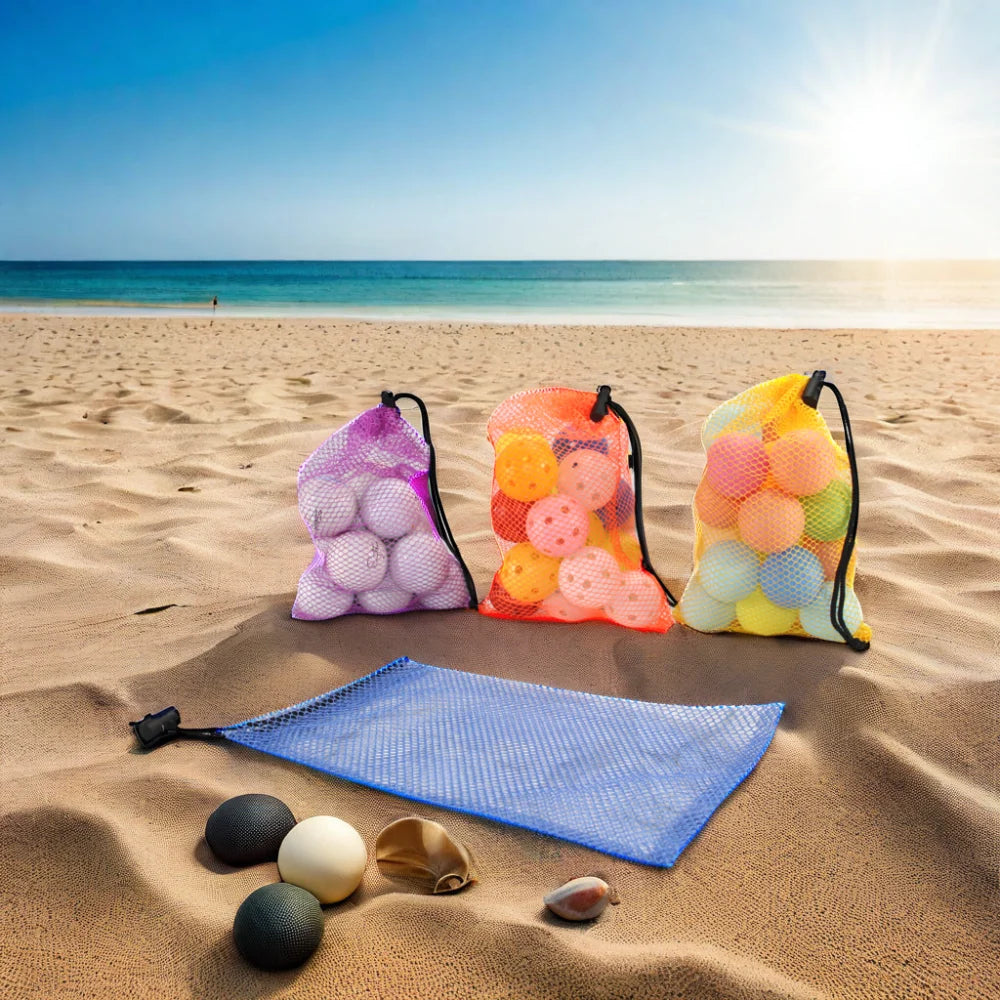 Multi-Purpose Travel Storage Net Custom Beach Sport Nylon Drawstring Golf Ball Mesh Bag Made of Durable Polyester for Gifts