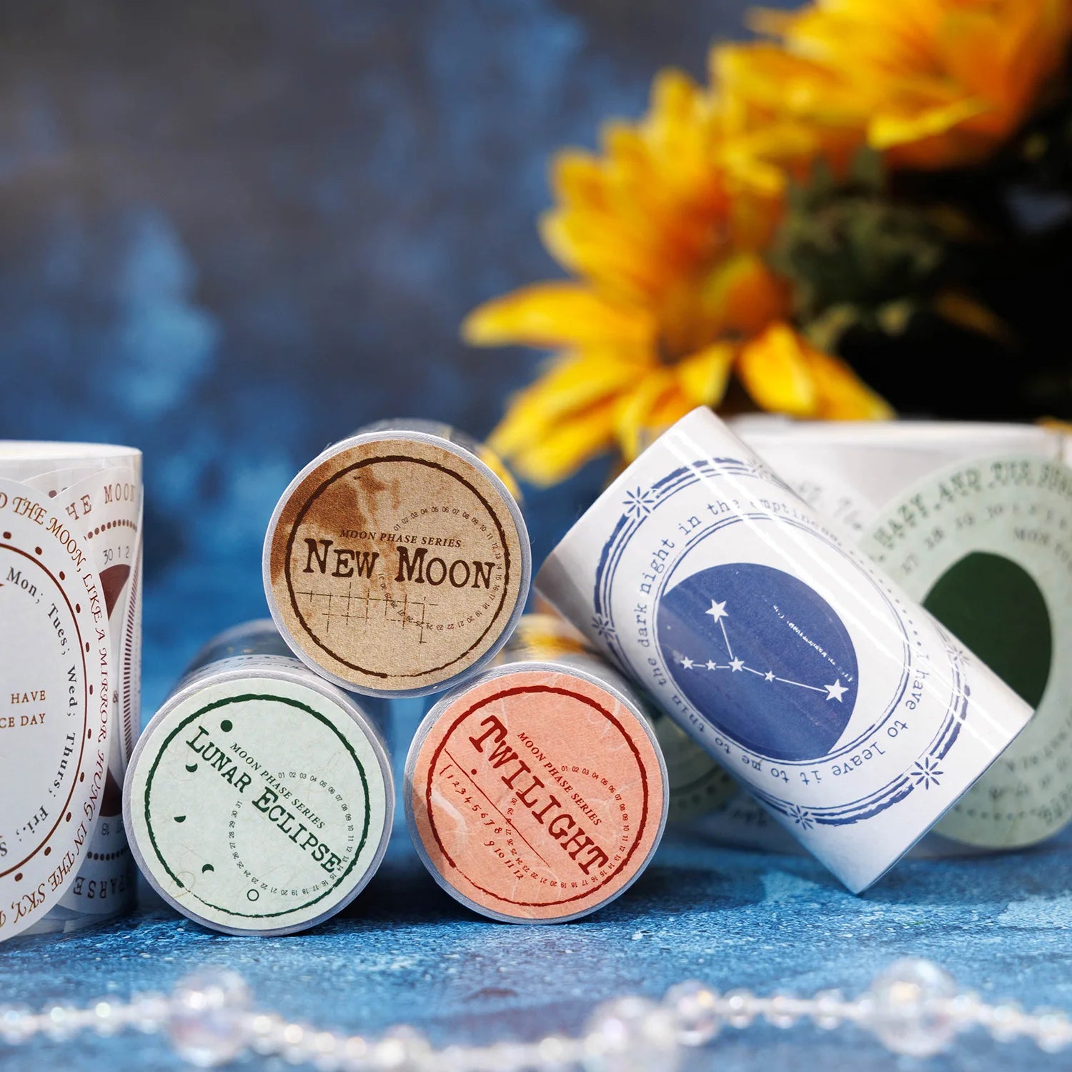 2M/Roll Moon Phase Series Vintage Writable Paper Handbook Tape Stargazer  Material Decorative Collage