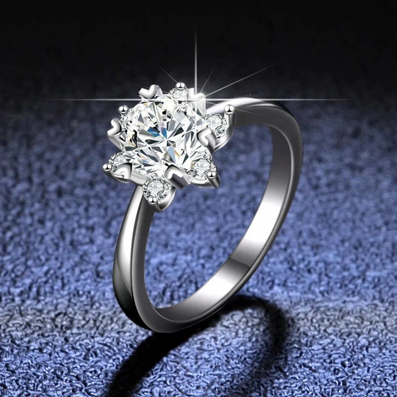 1ct D VVS Silver 925 Moissanite Hip Hop Ring Wholesale Price Elegant Diamond Rings