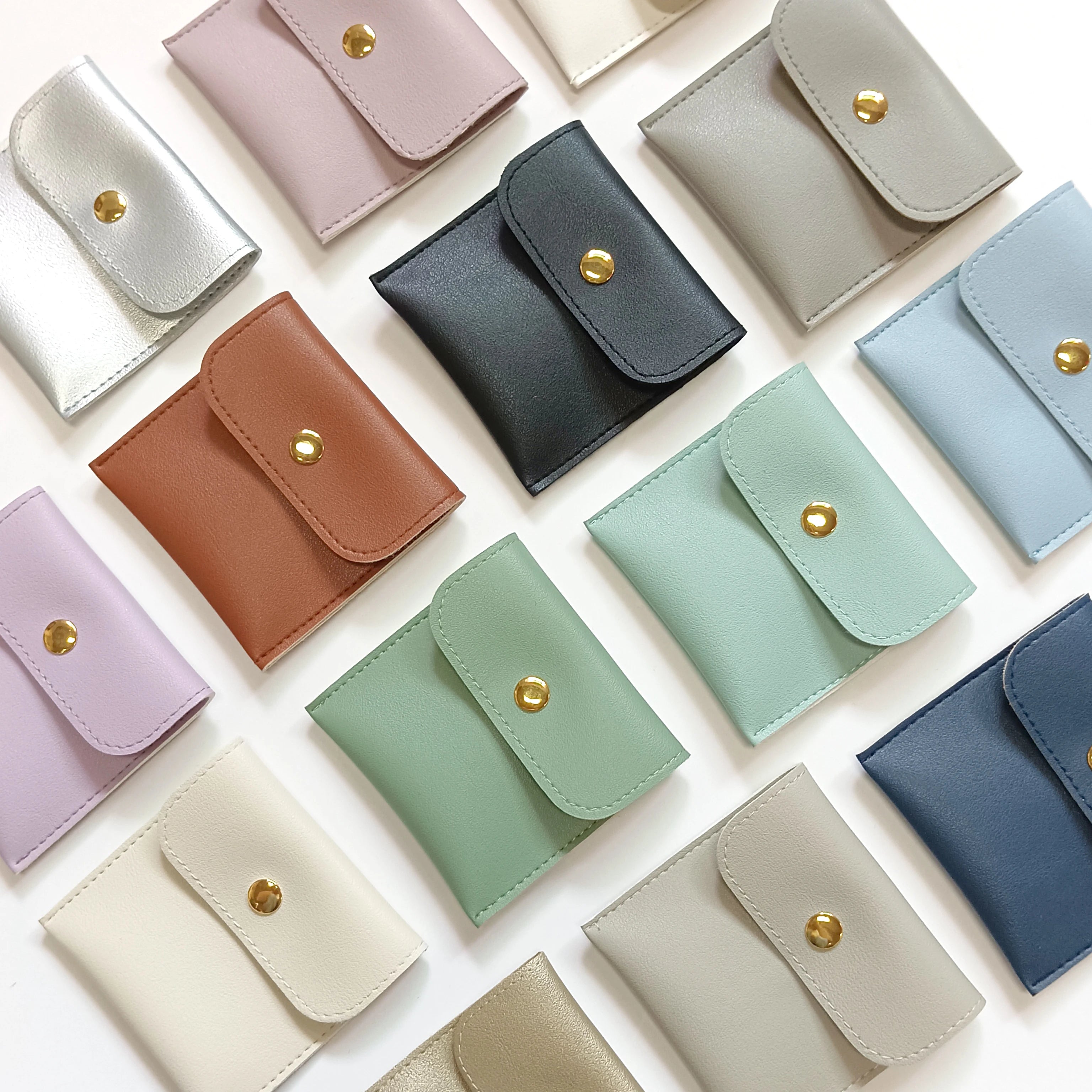 Wholesale Recyclable Small Jewelry Gift Storage Bag Velvet Fabric Pouch Customized Logo for Ring Earring with Gold Button
