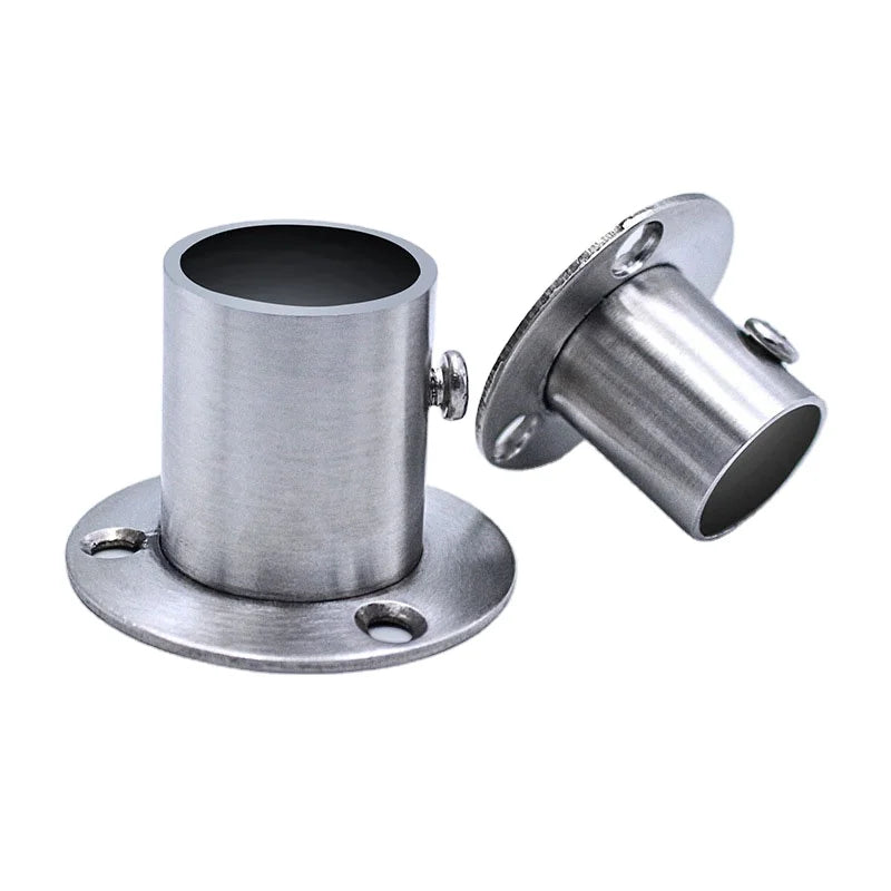 Stainless Steel Flange Tube Pipe Support Holder for Wardrobe Adjustable Pipe Bracket Round Tube Holder
