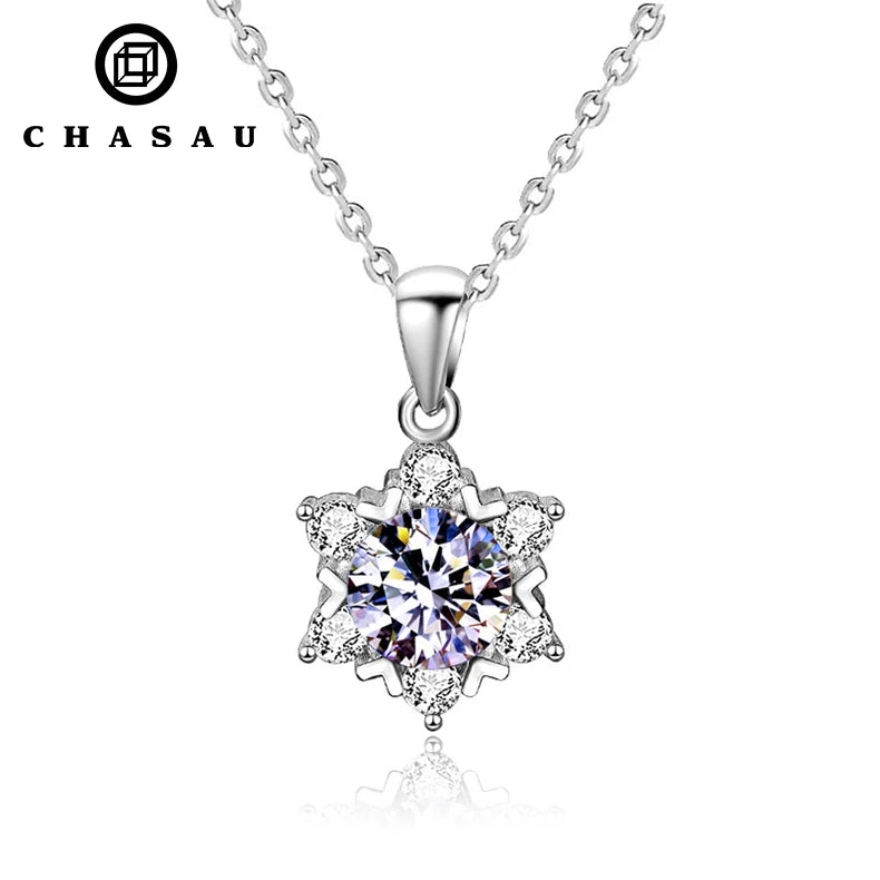 Original Simple 8mm D Color Moissanite Pendant Necklace for Women 925 Sterling Silver Jewelry with Certificate D2.0CT