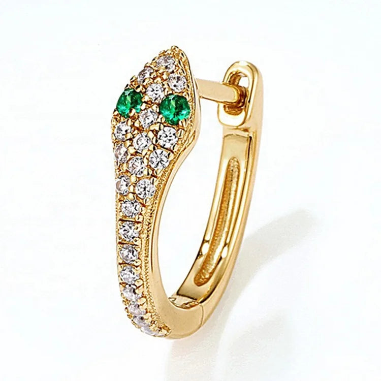 New Design 925 Sterling Silver Jewelry Fashion Women Huggie Hoop Earrings Gold Snake Earrings