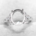 Sterling Silver 9*11mm Semi Mount Ring Empty Frame Blank Support Setting S925 Base Holder Without Center Stone for DIY Inlay